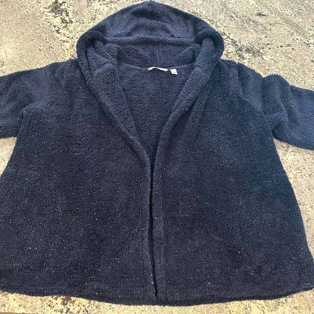 D&Co/ Denim + company sherpa material with sparkly material
